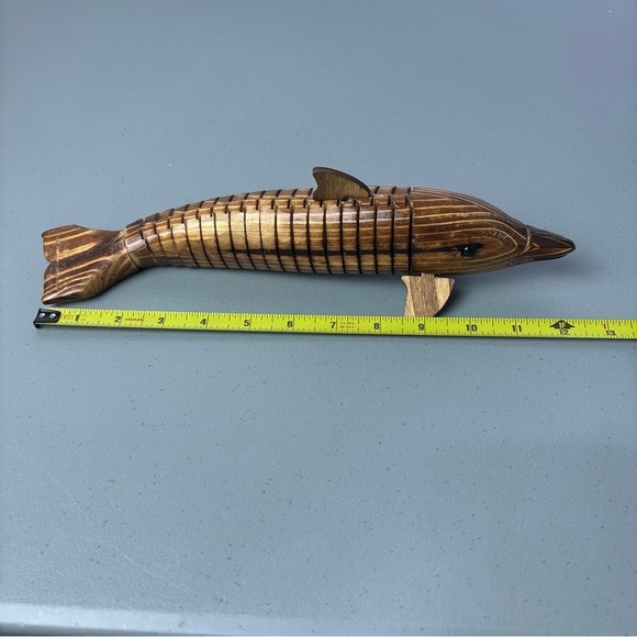 Wood Dolphin Articulated Ocean Fish Theme Handmade Carved Wood Decoration Home - Picture 10 of 10